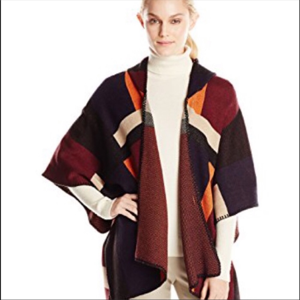 Michael Stars Reversible Blanket Knit Oversized One Size Fits All Cape